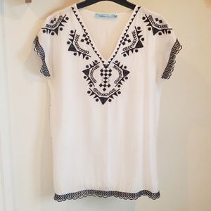 White Black Embroidered Swim/Festival S